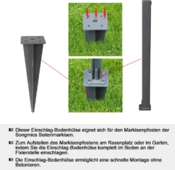 SONGMICS Erdanker, Bodenhalterung Für Standpfosten Von Seitenmarkisen, Bodenanker, Erdnagel, Nur Für SONGMICS Seitenmarkisen Mit Alu-Standpfosten Geeignet, 11,5 X 11,5 X 46 Cm, Grau GSA001 -Deutschland Garten Zier Verkaufs-Shop 3ced727c48f36e43d1e28dca2e350db9