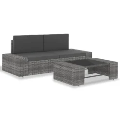 VidaXL 3-tlg. Garten-Lounge-Set Poly Rattan Grau