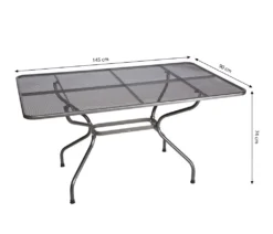 Royal Garden Gartentisch Streckmetall, 145 X 90 X 74 Cm, Metall, Grau