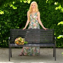 Tectake Gartenbank Pino 3-Sitzer 126x62x81,5cm - Schwarz -Deutschland Garten Zier Verkaufs-Shop 3dff4fb4979d71ead14c9d747c64c4ce