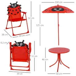 Outsunny 4tlg. Kindersitzgruppe Garten Gartentisch 2 Klappstühle Sonnenschirm Camping Kindersitzgarnitur Gartenmöbel Für 3-5 Jahre Rot -Deutschland Garten Zier Verkaufs-Shop 3e28c8b45bf42dbe56a8b880e067263d