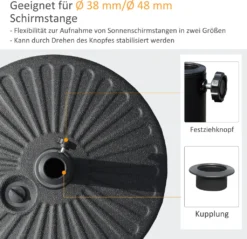 Outsunny Sonnenschirmständer 22 Kg Schirmständer Für Sonnenschirm Schirmstangen 38/48 Mm Sonnenschirmfuß Für Garten Terrasse Balkon Zement Schwarz Ø51 X 12H Cm -Deutschland Garten Zier Verkaufs-Shop 3e66610de31a692ad4c06330201c76f6