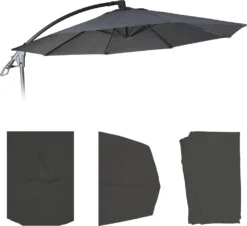Ersatz-Bezug Für Deluxe Ampelschirm HWC-D14, Sonnenschirmbezug Rund Ø 3m Anthrazit Ohne Flap