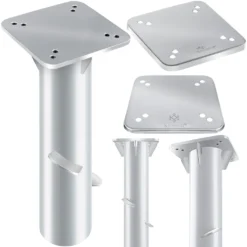 KESSER® Metall Universal Bodenplatte Sonnenschirmständer Für Sonnenschirm - Ampelschirm - Kurbelschirm | Bodenanker, Inkl. Handschuhe | 16 X 16 Cm, , Farbe:Silber