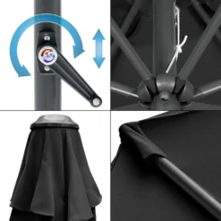 ECD Germany Sonnenschirm Rund Mit Kurbel, Ø 300 Cm, Schwarz, Aus Polyester, Wasserabweisende Bespannung, Sonnenschutz UV50+, Neigbar, Knickbar, Marktschirm Ampelschirm Gartenschirm Kurbelschirm Terrassenschirm -Deutschland Garten Zier Verkaufs-Shop 3f7056f0344fb165ae740f308e7565dc