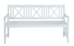 Garden Pleasure Gartenbank Bank MALMÖ 3-Sitzer B 154 X T 59 X H 89 Cm, Bank Aus Weiß Lackiertem Eukalyptus-Holz -Deutschland Garten Zier Verkaufs-Shop 3f7d2c17d264df0c0ce3cd4c33c1b634