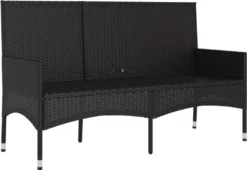 VidaXL Gartenbank 3-Sitzer Mit Kissen Schwarz Poly Rattan -Deutschland Garten Zier Verkaufs-Shop 3fa3b6bb4e94a74b478f01cea94b9cca