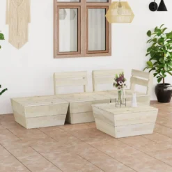 VidaXL 4-tlg. Garten-Paletten-Lounge-Set Imprägniertes Fichtenholz