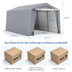 COSTWAY Garagenzelt Carport, Maße: 490 X 290 X 245 Cm, Zeltgarage Mit Türen, Weidezelt Lagerzelt Garage Unterstand, Autounterstand Für SUV, Boot, Fracht, Outdoor-Events -Deutschland Garten Zier Verkaufs-Shop 4073632dccf79335db39bcd31e6b23f4