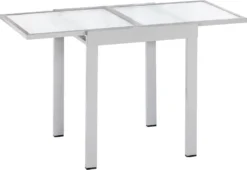 Merxx Balkontisch Ausziehbar 65/130 X 65 Cm - Aluminiumgestell Silber Mit Matter Glasplatte -Deutschland Garten Zier Verkaufs-Shop 40c791c500a14b3f37ff3cd015fc0035