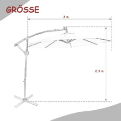 COSTWAY 300cm Sonnenschirm Mit LED-Solar-Beleuchtung, 360° Drehbar Ampelschirm Neigbar Mit Kurbel & Kreuzfuß, Terrassenschirm Gartenschirm LED Schirm Für Garten, Terrasse, Pool, Balkon -Deutschland Garten Zier Verkaufs-Shop 4169ea3418508f06da2885b76d507710