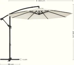 SONGMICS Sonnenschirm, Ø 300 Cm, Mit Ständer, Sonnenschutz UV-Schutz Bis UPF 50+, Mit Kurbel Zum Öffnen Und Schließen, Beige GPU116M01 -Deutschland Garten Zier Verkaufs-Shop 417488a86c3c9f8d6121f6fe903a7da3