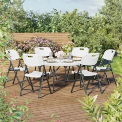 2er-Set MIO | Partytisch | Ø 122 Cm | Weiß | Klappbar | Party Klapptisch, Buffettisch, Banketttisch -Deutschland Garten Zier Verkaufs-Shop 4193ddb204362deb88c32d31492604c1