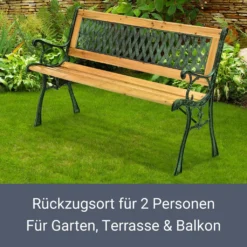Juskys Gartenbank Pisa – 2-Sitzer Holzbank Mit Armlehnen & Rückenlehne – Wetterfeste Sitzbank 122x54x73 Cm - Seitenelemente Aus Gusseisen -Deutschland Garten Zier Verkaufs-Shop 41df2ec1ebf546fb6f59c2ec95175b03