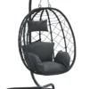 VidaXL Hängesessel Ei Mit Kissen Anthrazit Poly Rattan & Stahl