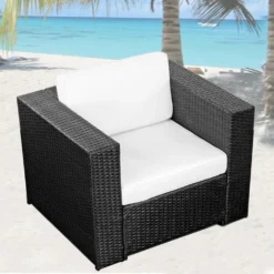 3tlg. (1er) Lounge Sessel - Gartenmöbel Polyrattan -anthrazit -Deutschland Garten Zier Verkaufs-Shop 423014514de93649cdc1955df02bb1c9