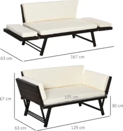 Outsunny 2er Gartensofa Gartenmöbel Loungesofa Gartenbank Gartenliege Klappbare Armlehnen Polyrattan + Stahl Braun 129 X 66 X 79 Cm -Deutschland Garten Zier Verkaufs-Shop 43c54f8c950d567303d978a0fba8f279