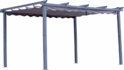 Angel Living Pergola Aus Aluminium In Anthrazit, Dachrohre Aus Stahl, Verstellbares Dach Aus Polyester (3x4m, Grau)