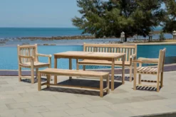 Möbilia Gartenbank 120 Cm | Sitzbank 2-Sitzer Aus Teak Holz | B 120 X T 42 X H 45 Cm | Natur | 11020007 | Serie GARTEN -Deutschland Garten Zier Verkaufs-Shop 44dd3ff338602e5edfe5cd5d61c5b190