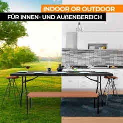 Jago® Klapptisch - 183 Cm Lang, Für 8 Personen, Klappbar, Tragbar, Platzsparend, Outdoor/Indoor, Für Garten, Camping, Bis 150 Kg, Schwarz - Buffettisch, Campingtisch, Koffertisch, Gartentisch -Deutschland Garten Zier Verkaufs-Shop 45176d2383200b14d4ce2b3102989b88