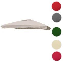 Ersatz-Bezug Für Luxus-Ampelschirm HWC-A96 Mit Flap, Sonnenschirmbezug, 3x3m (Ø4,24m) Polyester 3kg Creme-grau -Deutschland Garten Zier Verkaufs-Shop 45299866032cc2d566873f710111238d