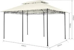 Mondeer Gartenpavillon 3x4m Premium Pavillon Seitenwänden Mit Reißverschlüssen Metallrahmen Stabil 180g/m² Dachplane Wasserdicht Luxus Modern Stil, Beige -Deutschland Garten Zier Verkaufs-Shop 4534140913437073c78bde02dc7fa67d
