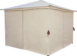 Pavillon VENEZIA 3x3 Meter, Stahl Schwarz, Plane PVC-beschichtet écru, Mit Seitenplanen -Deutschland Garten Zier Verkaufs-Shop 4549f708ba462f534fba3efc46feab27