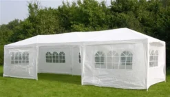 Partyzelt / Festzelt Weiß 3x9m Mit 8 Seitenteilen Stahl