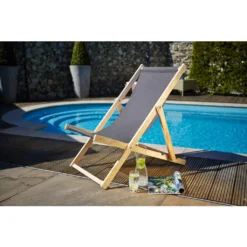 Liegestuhl BEACH, Strandstuhl, Gartenliege, Bis 120 Kg, Bezug Anthrazit -Deutschland Garten Zier Verkaufs-Shop 45b958209f8bacb500685c692bd4da6c