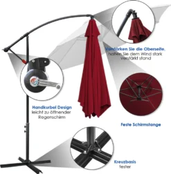 Lospitch 3m Sonnenschirm Ampelschirm Gartenschirm Terrassen UV40+ Marktschirm,Rot,3m -Deutschland Garten Zier Verkaufs-Shop 460cb0396d0bad535e0ff3fc59571803
