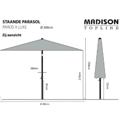 Madison Sonnenschirm Paros II Luxe 300 Cm Grau -Deutschland Garten Zier Verkaufs-Shop 4627e6221fc658f1482778699407244a