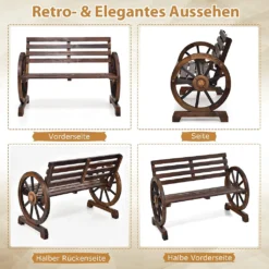COSTWAY 2 Sitzer Gartenbank, Sitzbank Holz, Holzbank Retro-Design, Ideal Für Hinterhof, Straße, Garten -Deutschland Garten Zier Verkaufs-Shop 46687e8f9d9dbcd7f82c6709b7d48ecf