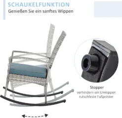 Outsunny Schaukelstuhl Schwingsessel Gartenstuhl Mit Kissen, Polyrattan+Metall, Grau, 66 X 88 X 98 Cm -Deutschland Garten Zier Verkaufs-Shop 46709c1cb7d9a233318f03927f66e8da