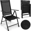 Tillvex Gartenstuhl Schwarz Klappbar Aus Aluminium | Hochlehner Mit Armlehnen | Klappstuhl Verstellbar | Klappsessel Balkon Garten Terrasse