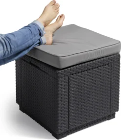 Allibert Cube Sitzhocker H 39 X B 42 X T 42 Cm, Mit Stauraum, Graphitgrau -Deutschland Garten Zier Verkaufs-Shop 46e537ece189ca66e23cad4fe6273283