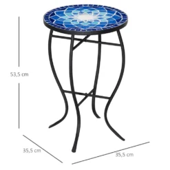 HOMCOM Outsunny Ø35,5 Cm Beistelltisch Gartentisch Wetterfest Mosaik Eisen Blau+Weiß -Deutschland Garten Zier Verkaufs-Shop 473bb444f9a568d2800612ba2d4b0a5f