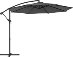 SONGMICS Sonnenschirm, Ø 300 Cm, Mit Ständer, Sonnenschutz UV-Schutz UPF 50+, Mit Kurbel Zum Öffnen Und Schließen, Grau GPU116G01 -Deutschland Garten Zier Verkaufs-Shop 4759a9a02280ad952fefb3b1fa493c11