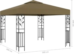VidaXL Pavillon Mit LED-Lichterkette 3x3 M Taupe -Deutschland Garten Zier Verkaufs-Shop 47eeabe5895cc31a04e81d40eb7ef893