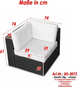 4tlg. (1er) Polyrattan Lounge Eck Sessel (1er) Gartenmöbel - Anthrazit -Deutschland Garten Zier Verkaufs-Shop 4816a713052ed6194a0ad5a4b698b810