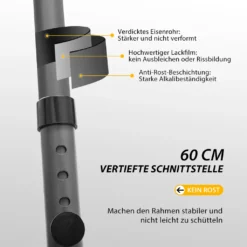 Grandekor Klemmmarkise Markise Balkon Ohne Bohren Faltbar, 200cm X (125+25cm) Anthrazit, Mit Verlängerten Seitenstangen, UV-beständig Balkonmarkise Höhenverstellbar, Wasserdicht -Deutschland Garten Zier Verkaufs-Shop 482fe1e0253337885a4d0eb290e19798