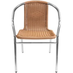 2 Stk. Aluminium Bistrostuhl Stapelbar Polyrattan Silber/Natur -Deutschland Garten Zier Verkaufs-Shop 488e67b7da74b012da91d21e76eb2bb4