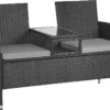 SVITA CHICAGO Rattan-Bank Garten-Bank Lounge Sitzecke Schwarz