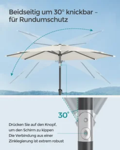 SONGMICS Sonnenschirm 300 Cm, UPF 50+, Beidseitig Um 30° Knickbar, Sonnenschutz, Mit Kurbel Zum Öffnen/Schließen, Beige GPU30BE -Deutschland Garten Zier Verkaufs-Shop 48c00b70abcffdfe11e975622ba4b74d