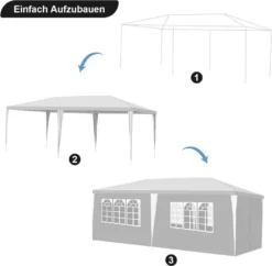 Yakimz Pavillon Verbolzung Festzelt Partyzelt Außenveranstaltungen Stahlrohre 3x6m Weiß -Deutschland Garten Zier Verkaufs-Shop 49d2cbcacdee1d30d2c30c1ee72ea015