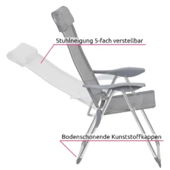 Tectake 4 Aluminium Gartenstühle Klappbar Mit Kopfteil - Grau
