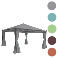 Pergola Calpe, Garten Pavillon, Stabiles 7cm-Gestell Mit Seitenwand Hellgrau 4x4m -Deutschland Garten Zier Verkaufs-Shop 4a327b6bb8586239c0704fcd65bd64a0