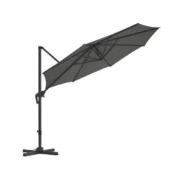 SONGMICS Sonnenschirm Ø 300 Cm, UV-Schutz Bis UPF 50+, Um 360° Drehbar, Ampelschirm, Mit Kurbel Zum Öffnen Und Schließen, Mit Ständer, Grau GPU35GY -Deutschland Garten Zier Verkaufs-Shop 4a376b79026bbee8c6f4d96d117451d7