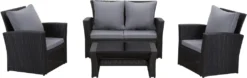 MeXo Gartenmöbel Set Lounge Set Polyrattan Lounges 4-teile Für 3-4 Personen Garten & Balkon Sitzmöbel-Set Schwarz