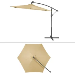 ECD Germany Ampelschirm Mit Kurbel Und Ständer Inkl. LED-Solar - Ø 300 Cm - Braun - Wasserabweisend, Sonnenschutz UV50+, Neigbar, Gartenschirm Terrassenschirm Marktschirm Kurbelschirm Schirm -Deutschland Garten Zier Verkaufs-Shop 4b900627ca828d23dd82a7af56932788