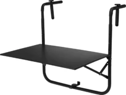 Metall Balkontisch Schwarz 60 X 43 Cm - AMBIANCE - Balkon Hänge Klapp Tisch